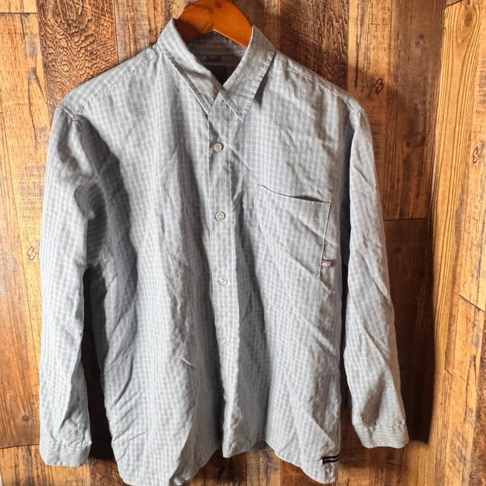 Quiksilver Boys XL 20 Plaid Button Down Shirt Long Sleeve Gray Casual